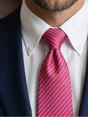 PINEDA COVALIN Correos de Mexico Pink Striped Silk Tie